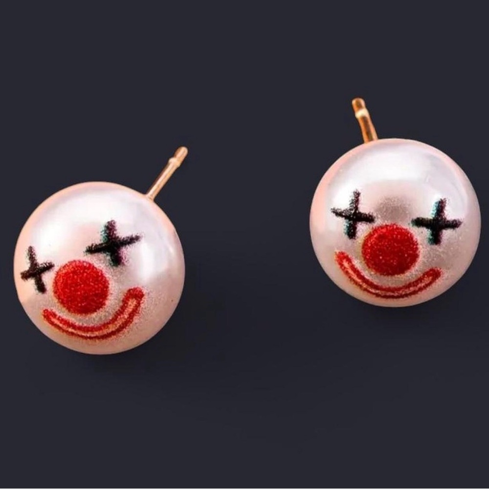 Minimalist Gothic Clown Scary Design stud punk earrings Clown Figure , emo goth